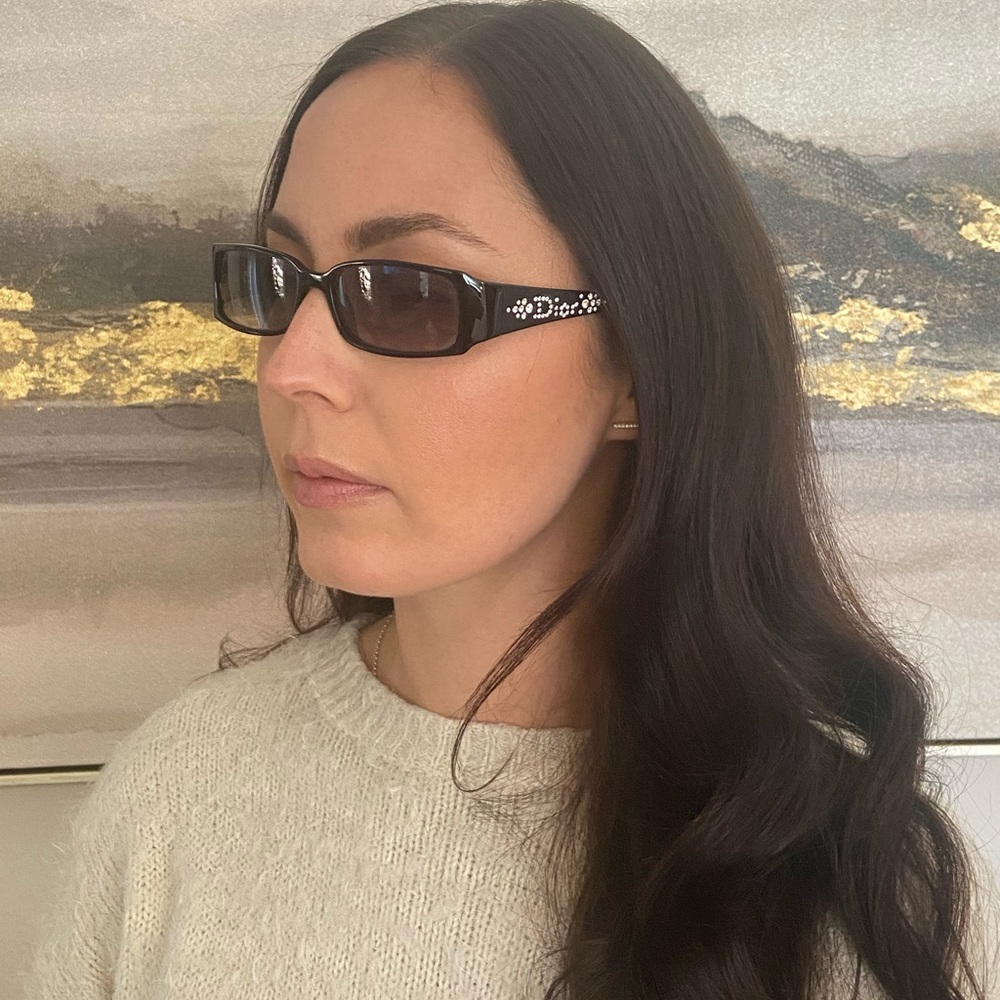 Dior Women Square Black Frame Sunglasses Swarovski